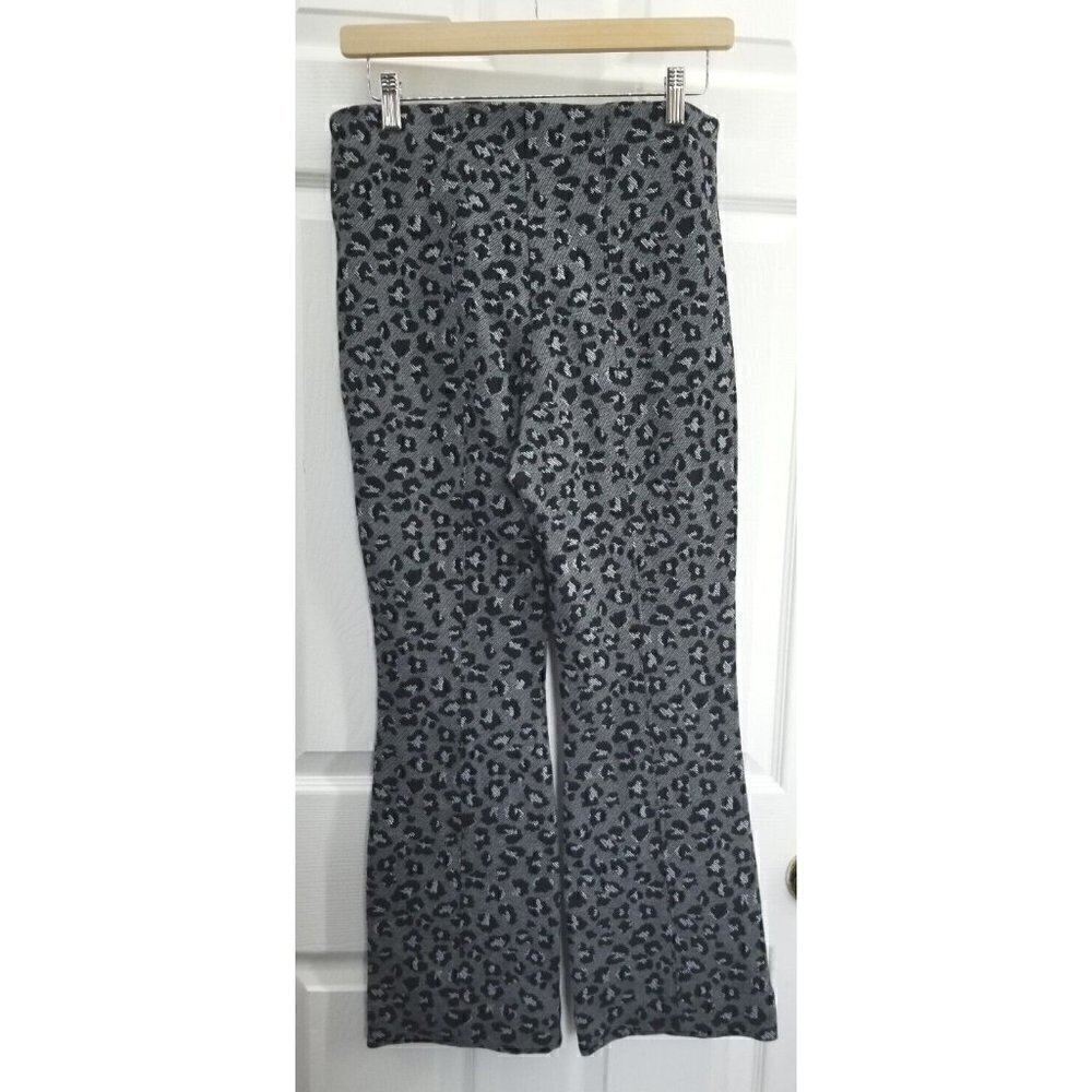 Anthropologie Maeve Mollie Kick Flare Pants Cheetah Gray Black Size Small - Picture 2 of 7